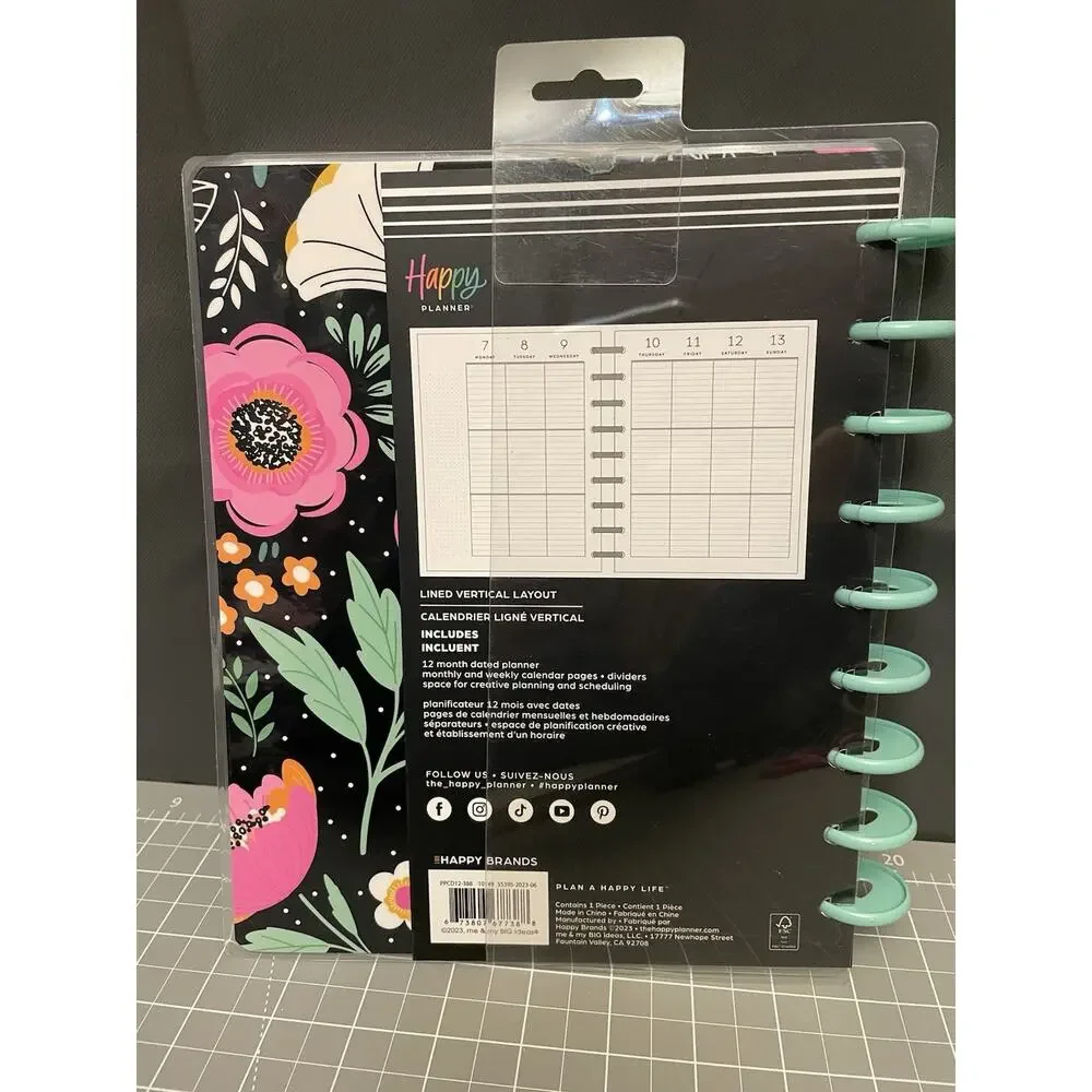 Happy Planner Classic Tiny Florals Lined Vertical Layout 12 Mo 9 Disc Size